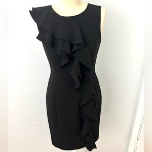 Calvin Klein black with vertical side ruffle